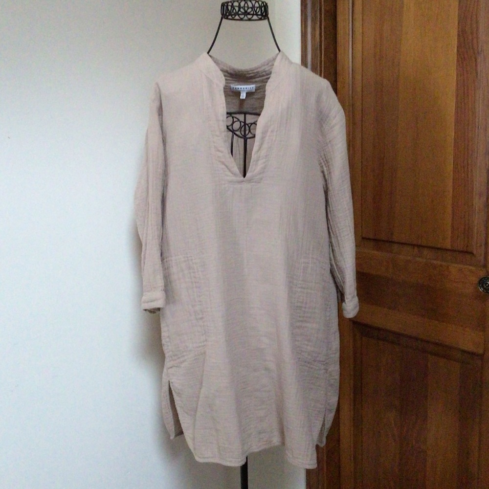 Community Organic cotton tunic, Small, mink beige